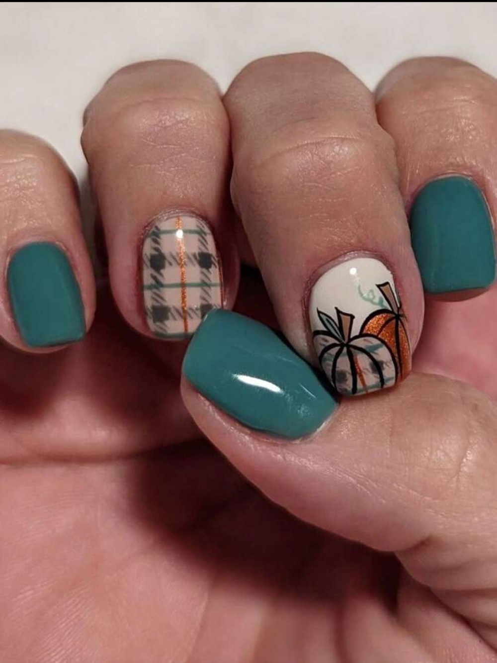 Fall Vibes Teal Multicolor Press On Nail Set NEW 🏷️